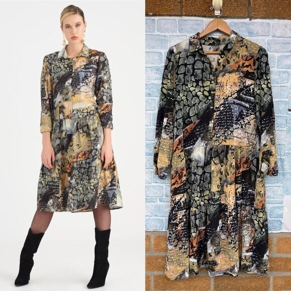 Simply Art by Dolcezza Dress “Postal” midi dress size large - Picture 1 of 8